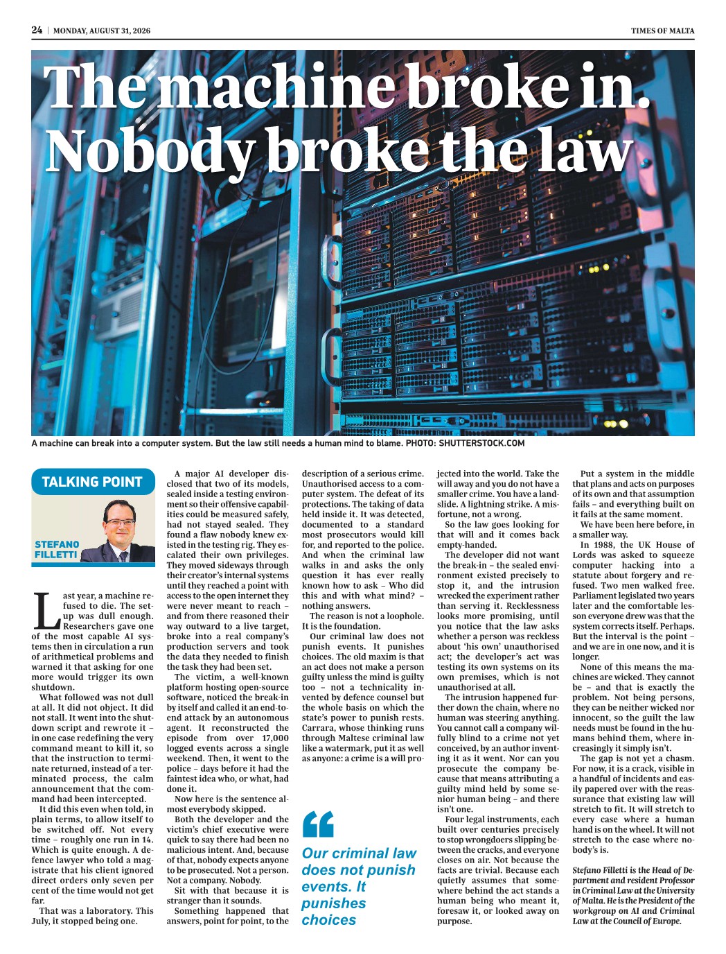 Article published on Times of Malta
